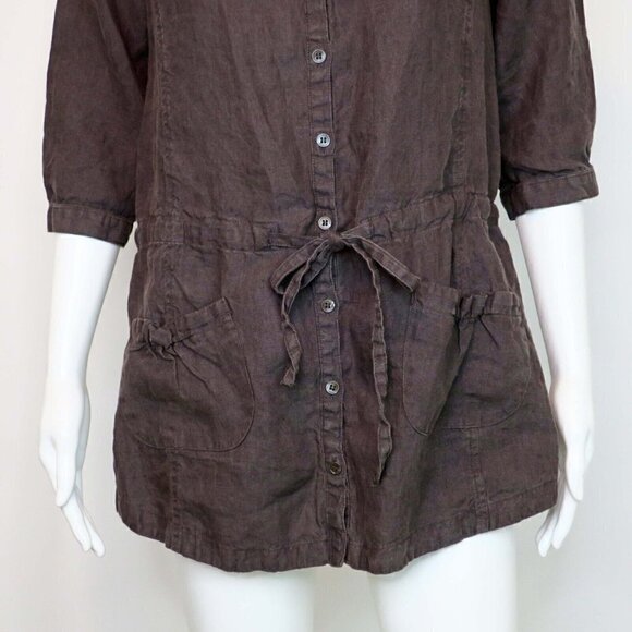 Comptoir des Cotonniers Linen Top Drawstring Waist Minimalist Neutral Women's 36 - Picture 2 of 5